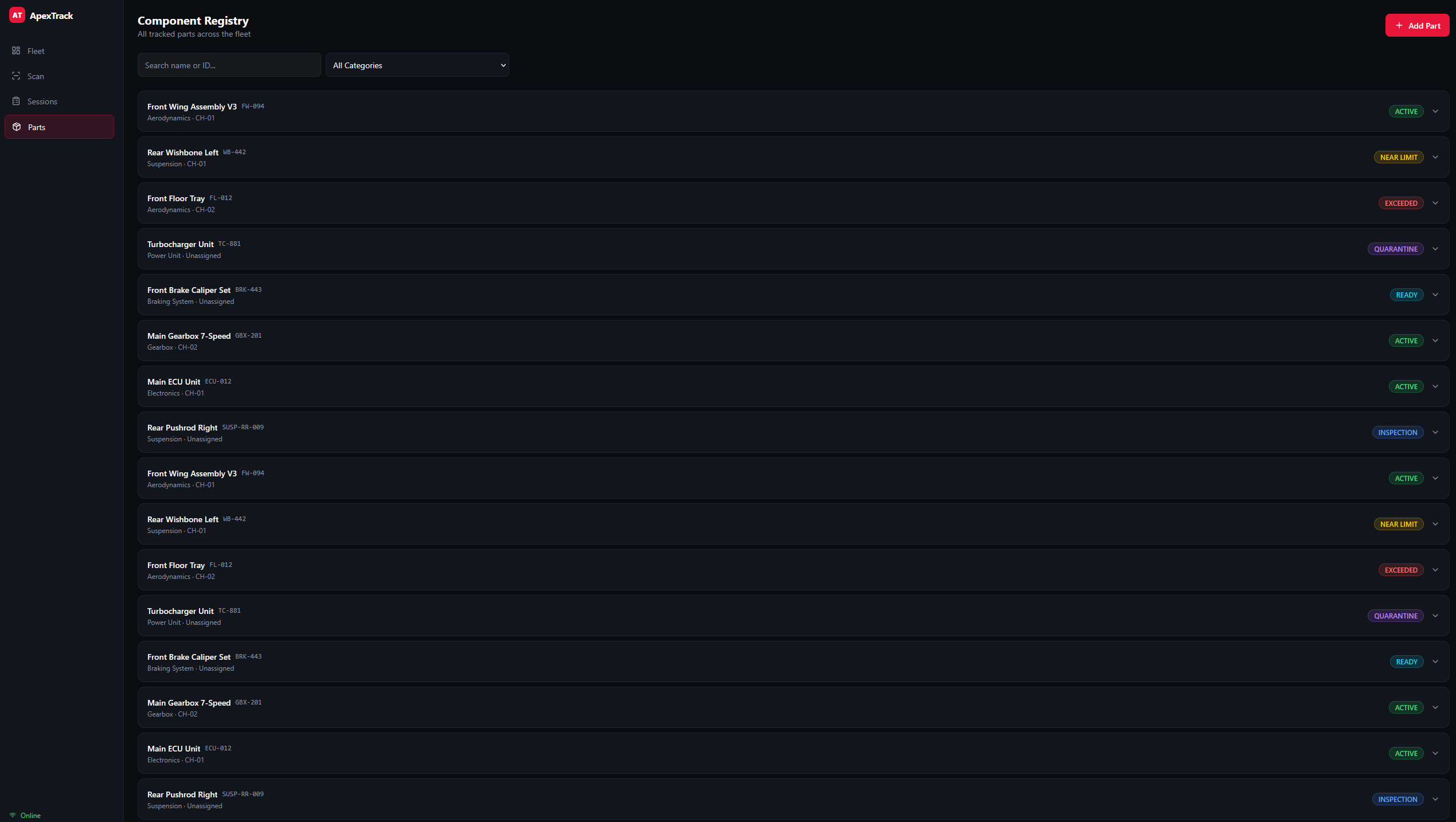ApexTrack Component Registry