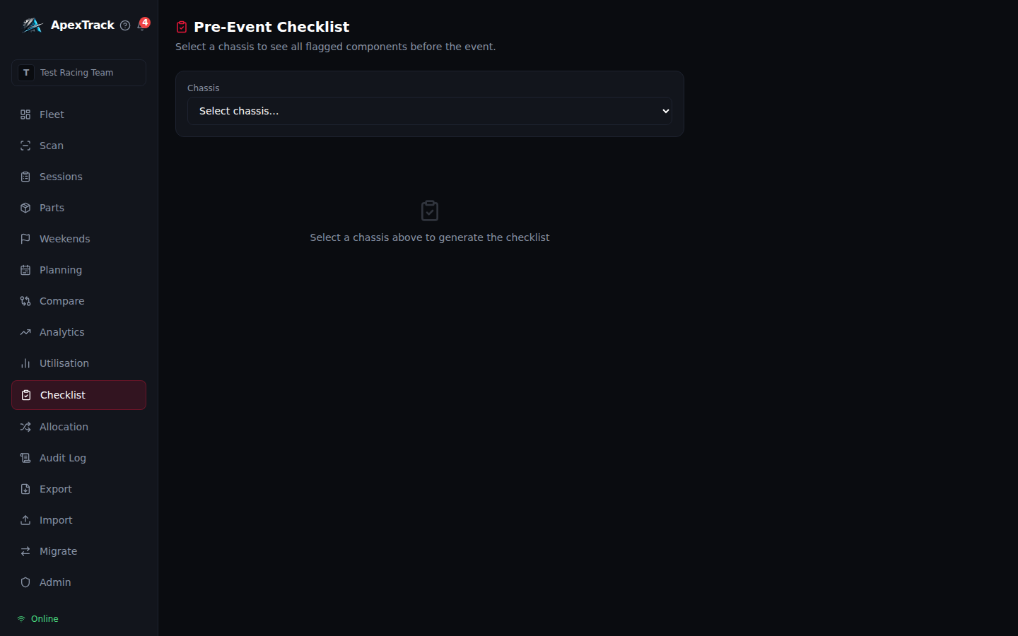 ApexTrack pre-event checklist